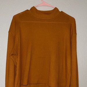 Orange Long Sleep cropped Shirt